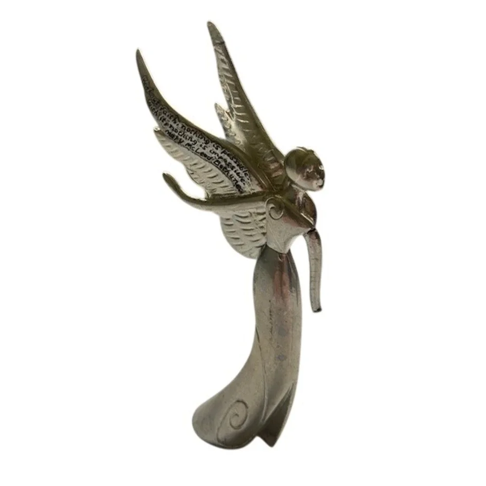 Silver Tone Angel Figurine Mary McLeod Quote Inspirational Faith Spiritual Decor
